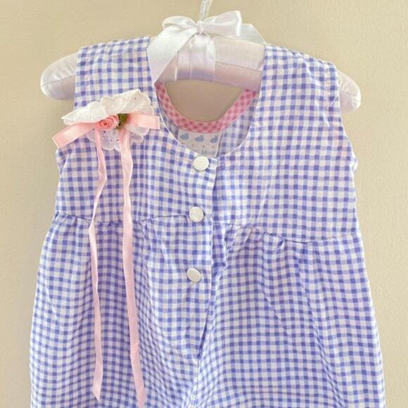 Vintage 90s Jordan Marie Plaid Jumpsuit 6 Months - Picture 2 of 10